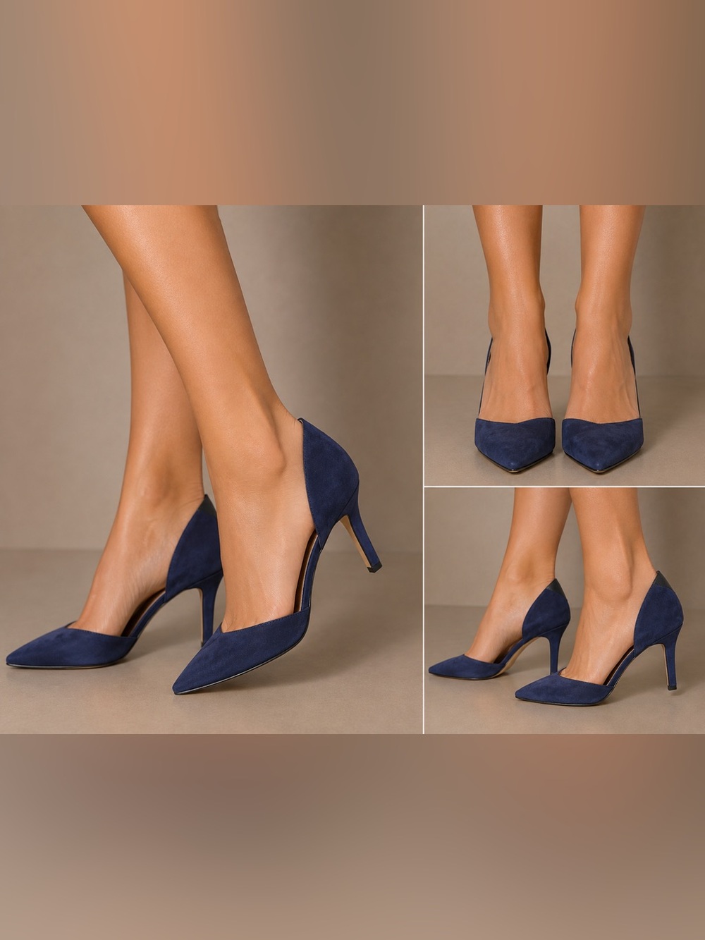 Sam Edelman Jaina Navy Suede D'Orsay Pointed Toe Pumps - Size 9